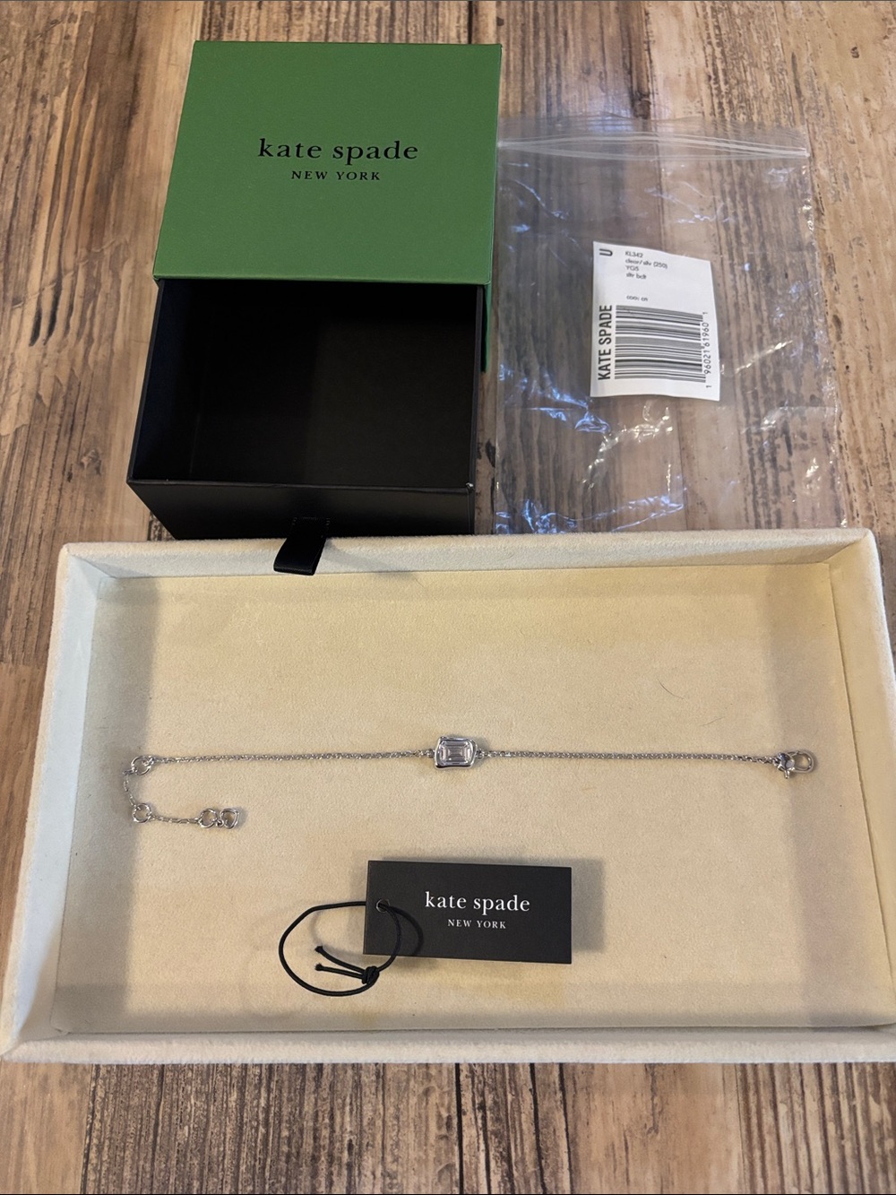 NWT Kate Spade Silver Solitaire Molten Glass Bracelet